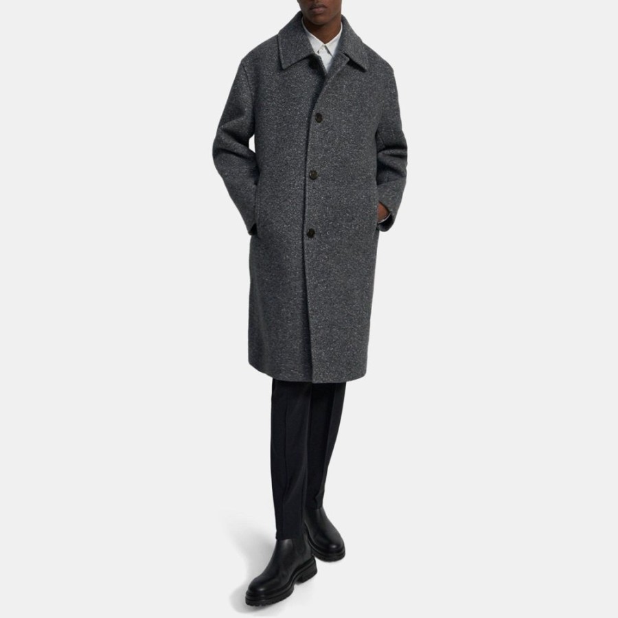 Men Theory Outlet | Car Coat In Wool-Blend Boucle Charcoal Multi