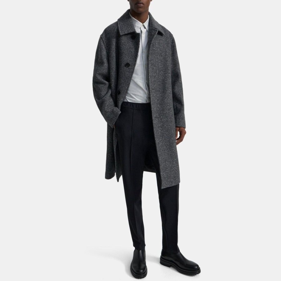 Men Theory Outlet | Car Coat In Wool-Blend Boucle Charcoal Multi