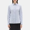 Women Theory Outlet | Fitted Shirt In Stretch Cotton Dove Blue