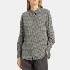 Women Theory Outlet | Relaxed Shirt In Houndstooth Viscose Sea Storm Multi