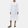 Women Theory Outlet | Shirt Dress In Pinstripe Stretch Cotton White/Navy