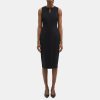 Women Theory Outlet | Midi Sheath Dress In Stretch Knit Ponte Black