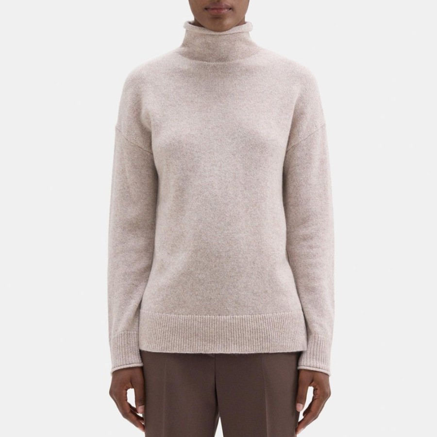 Women Theory Outlet | Slouchy Turtleneck Sweater In Cashmere Ash Mouline