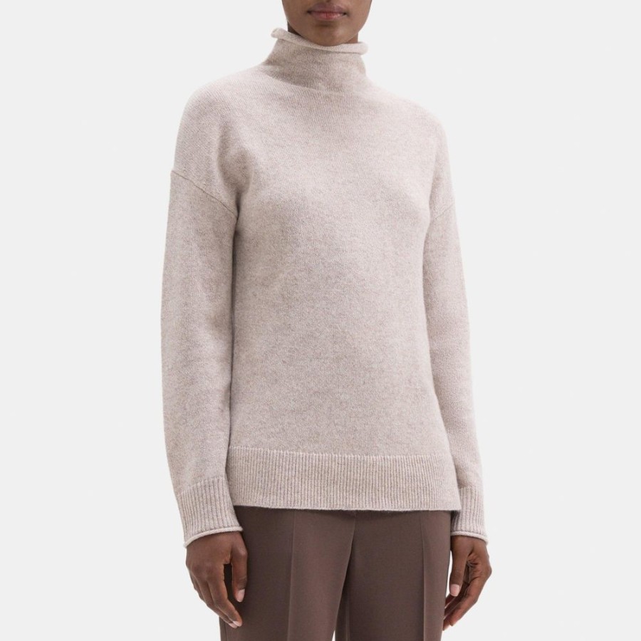 Women Theory Outlet | Slouchy Turtleneck Sweater In Cashmere Ash Mouline