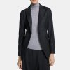 Women Theory Outlet | Single-Breasted Blazer In Wool Flannel New Charcoal Melange