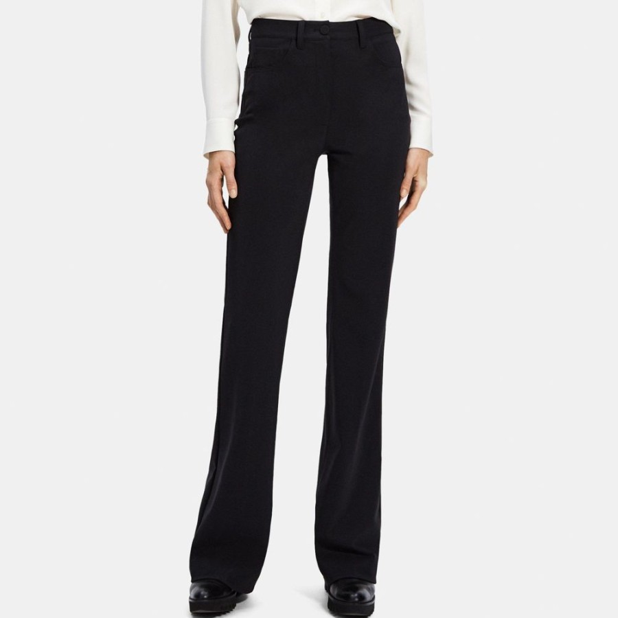 Women Theory Outlet | Flared High-Waist Pant In Performance Knit Black