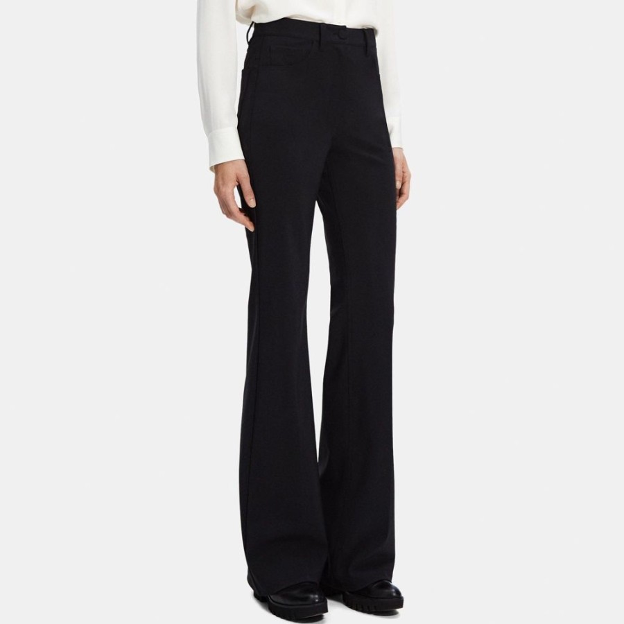 Women Theory Outlet | Flared High-Waist Pant In Performance Knit Black