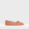 Women Theory Outlet | Pleated Ballet Flat In Suede Guava