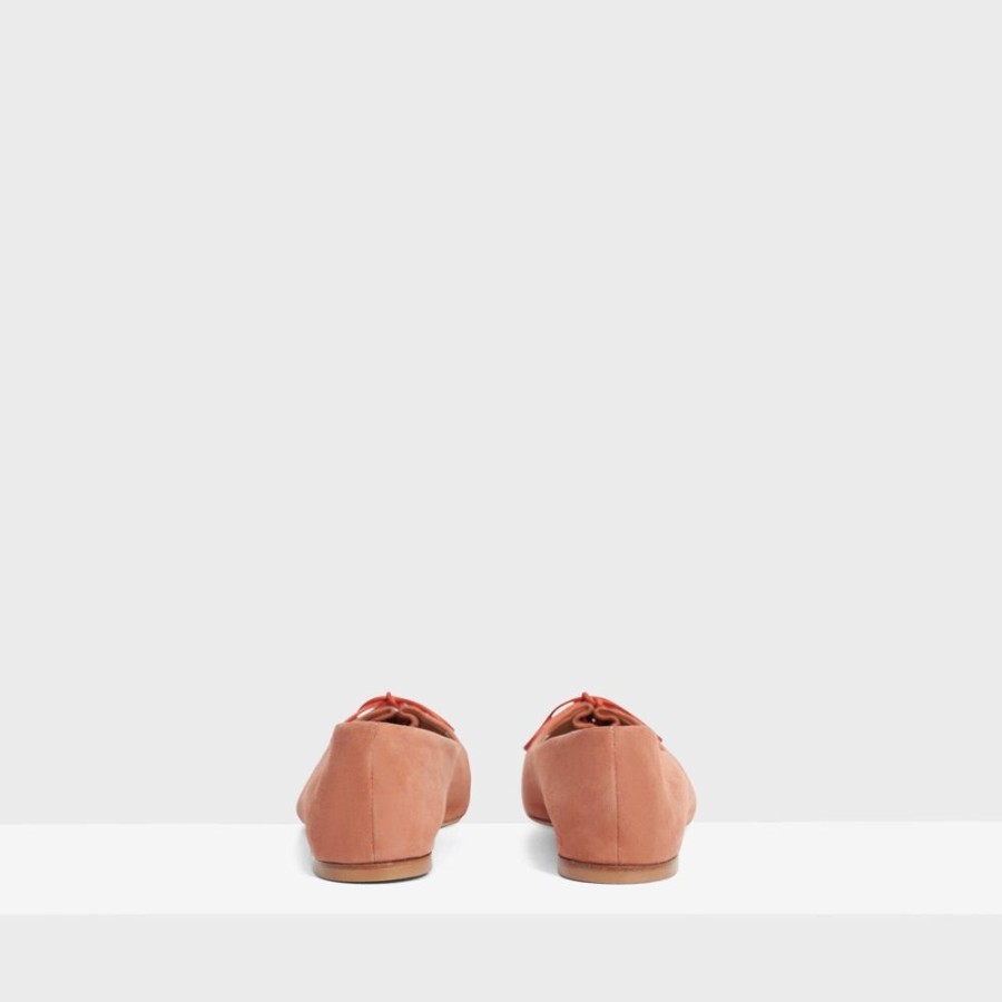 Women Theory Outlet | Pleated Ballet Flat In Suede Guava