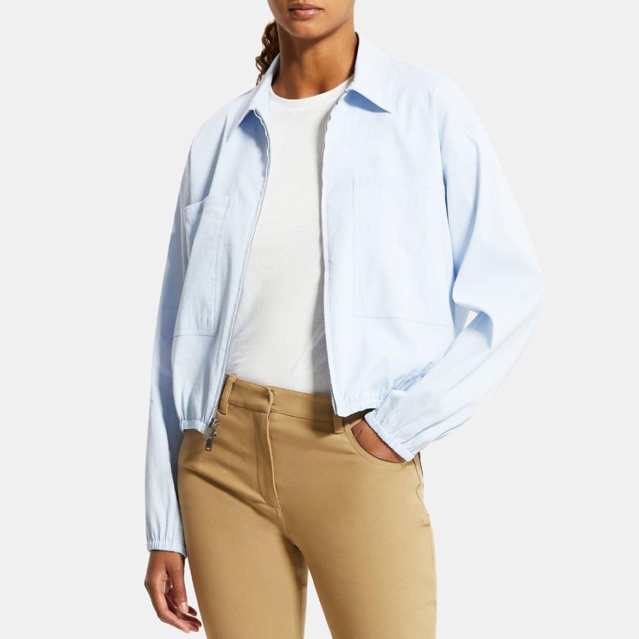 Women Theory Outlet | Bomber Jacket In Stretch Linen Breeze