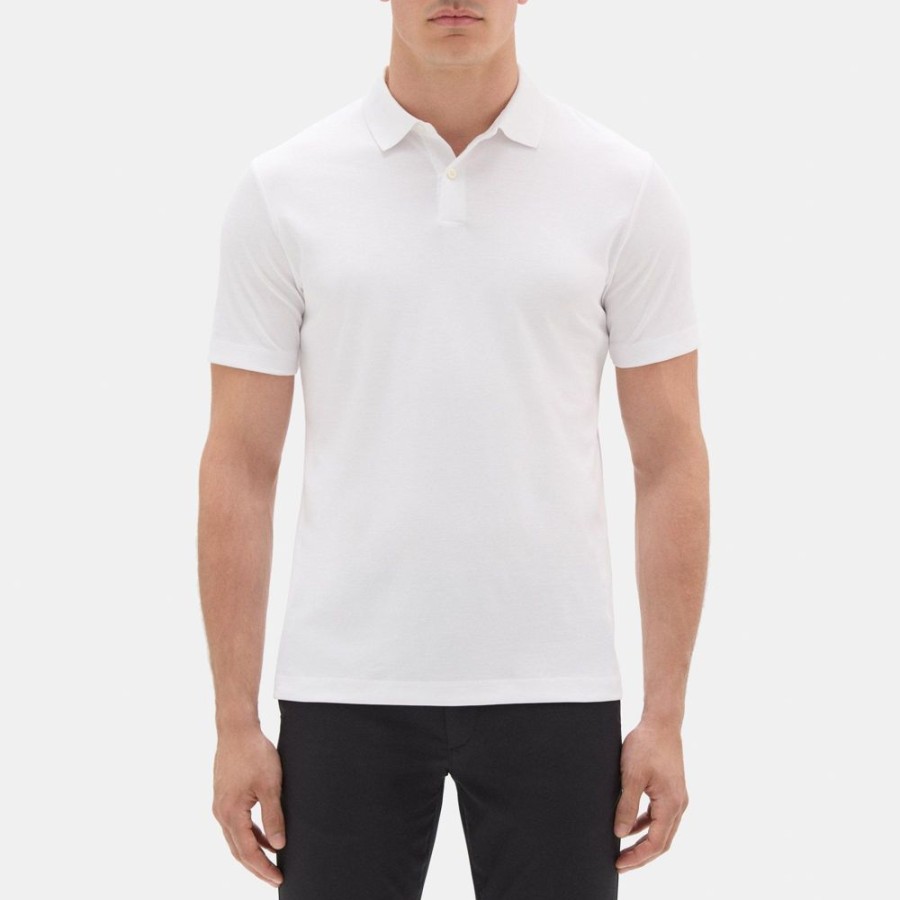 Men Theory Outlet | Standard Polo In Pique Cotton White