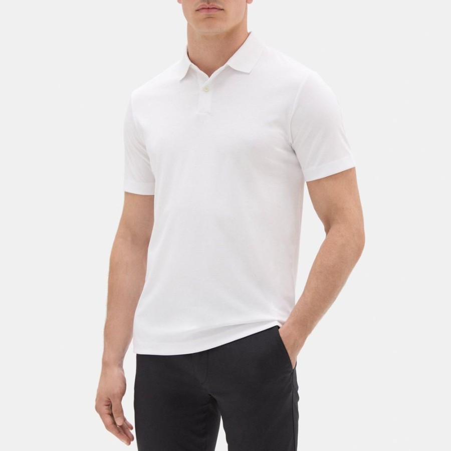 Men Theory Outlet | Standard Polo In Pique Cotton White