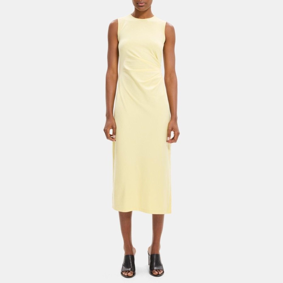 Women Theory Outlet | Sleeveless Sheath Dress In Stretch Cotton-Modal