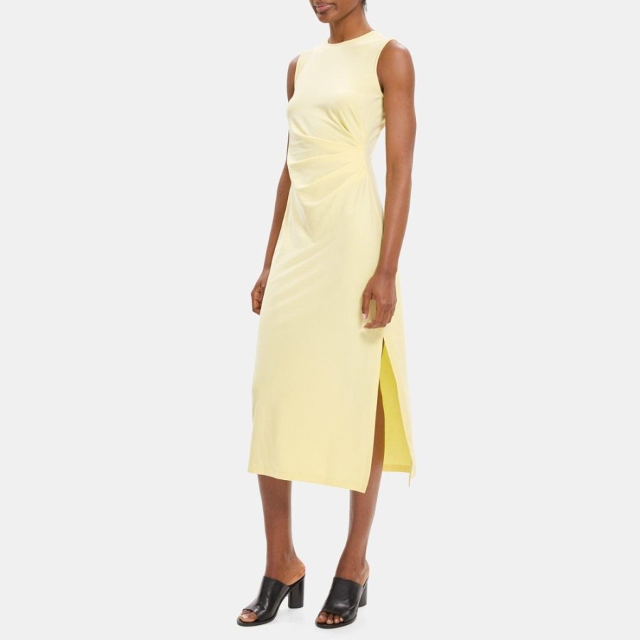 Women Theory Outlet | Sleeveless Sheath Dress In Stretch Cotton-Modal