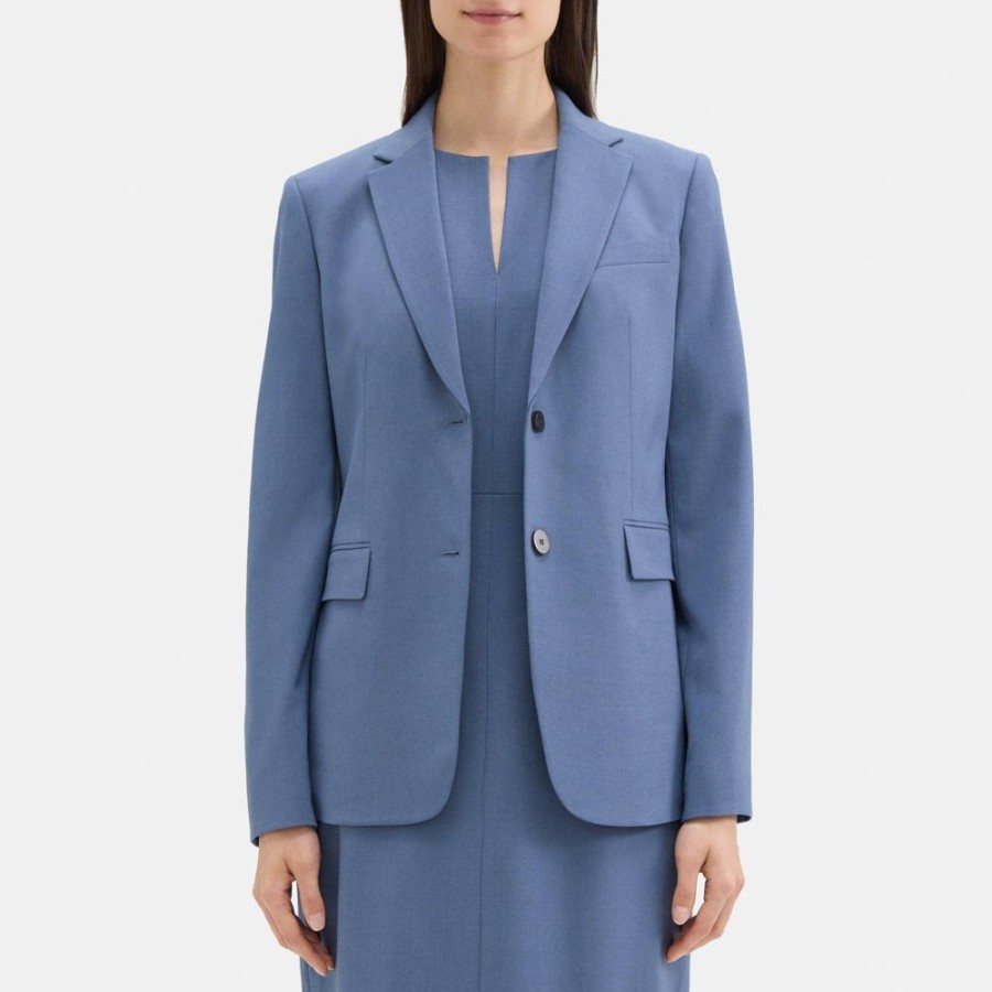 Women Theory Outlet | Classic Blazer In Sevona Stretch Wool Atlantic