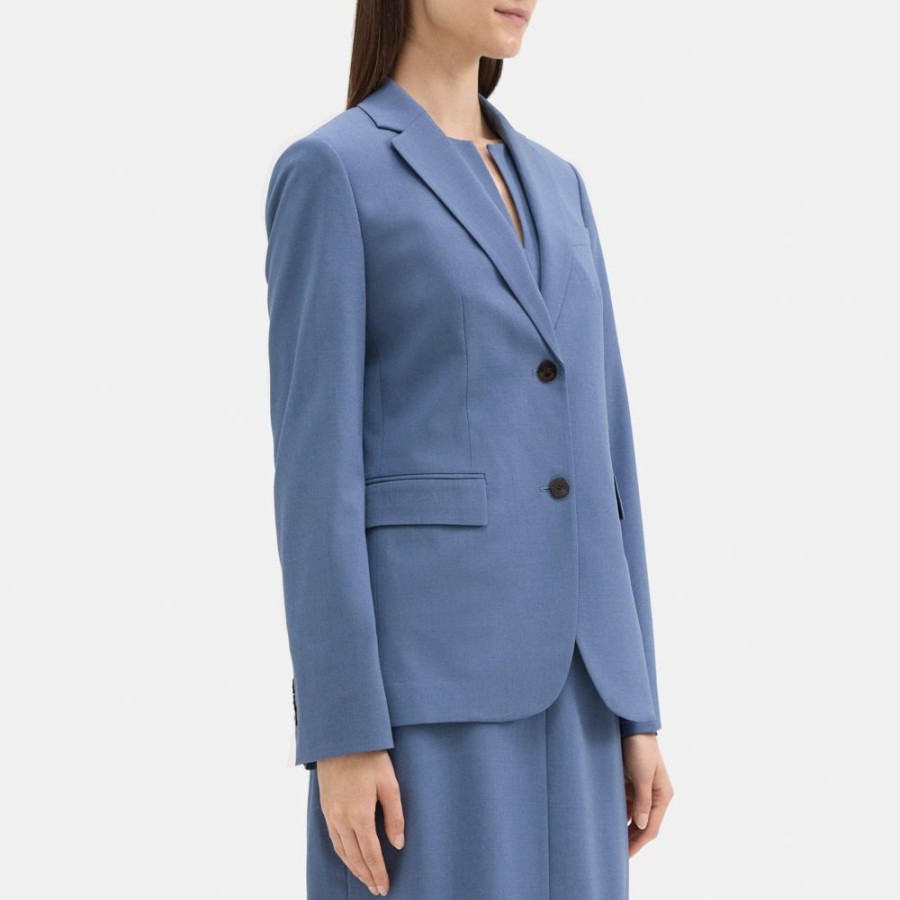 Women Theory Outlet | Classic Blazer In Sevona Stretch Wool Atlantic