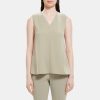 Women Theory Outlet | V-Neck Tank Top In Crepe Sage