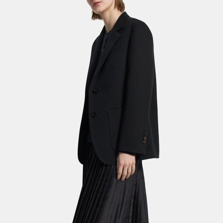 Women Theory Outlet | Cotton-Wool Twill Blazer Black