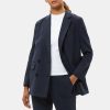 Women Theory Outlet | Double-Breasted Jacket In Linen Deep Navy