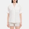 Women Theory Outlet | Short-Sleeve Shirt In Linen-Tencel White