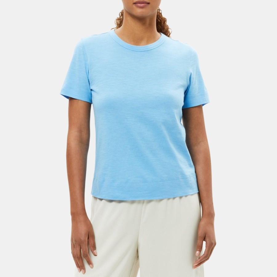 Women Theory Outlet | Short-Sleeve Tee In Slub Cotton Oasis