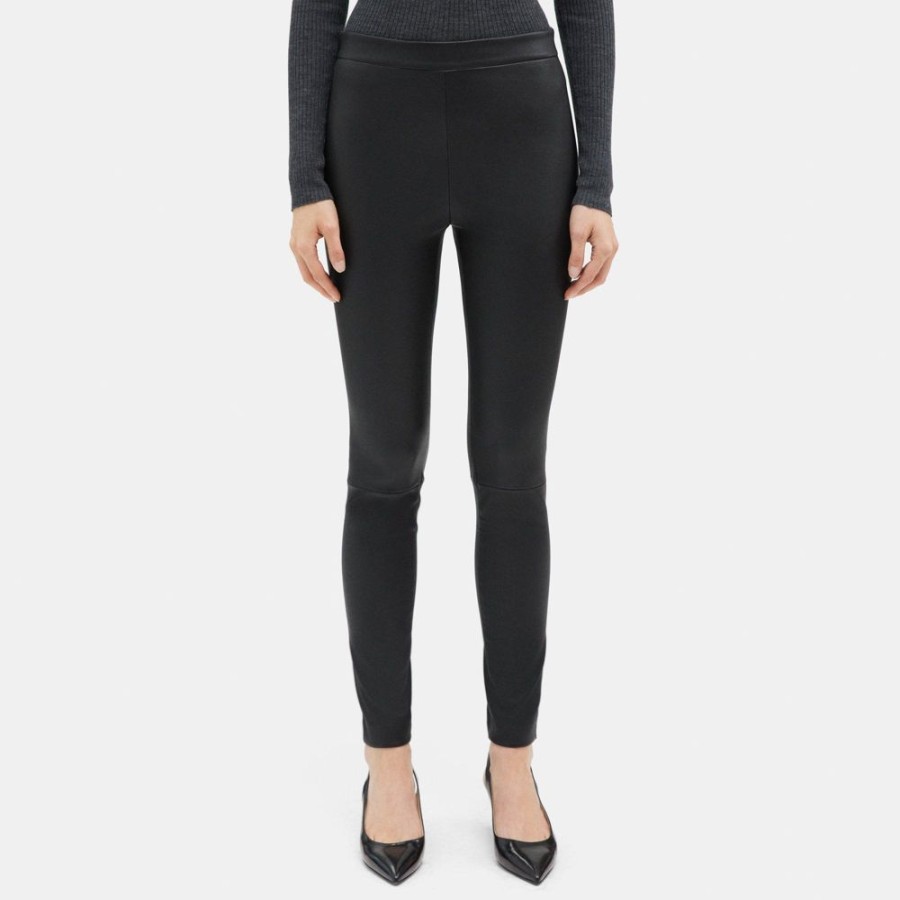 Women Theory Outlet | Skinny Legging In Leather Black