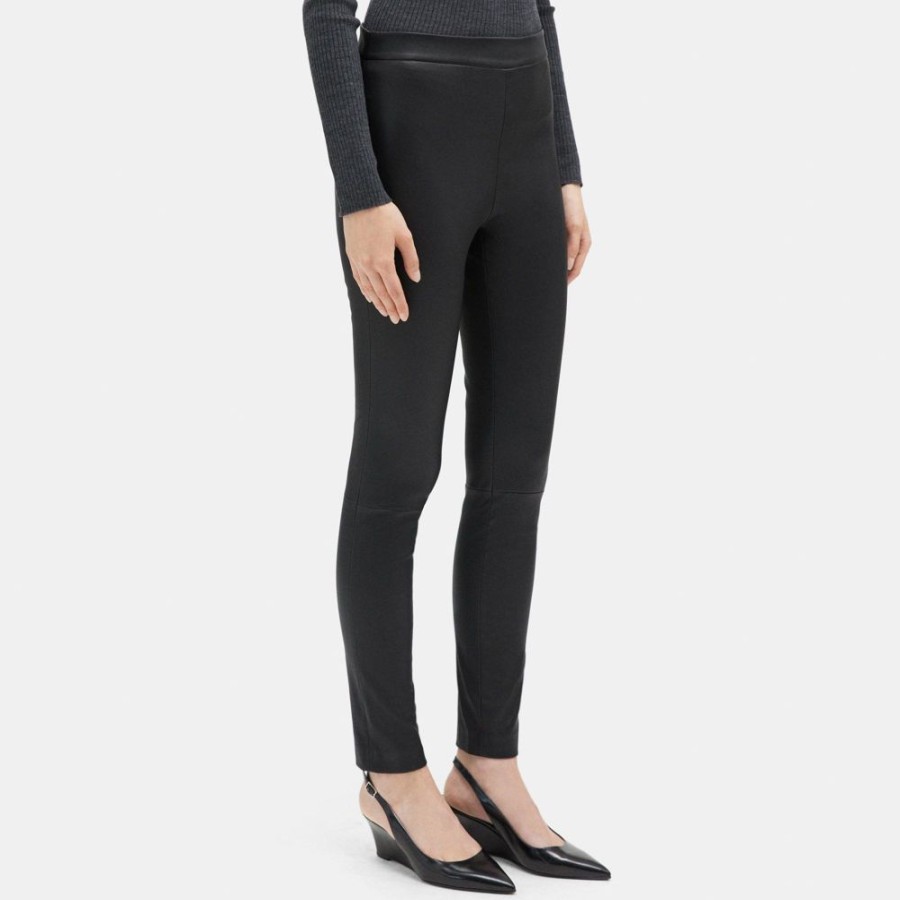 Women Theory Outlet | Skinny Legging In Leather Black