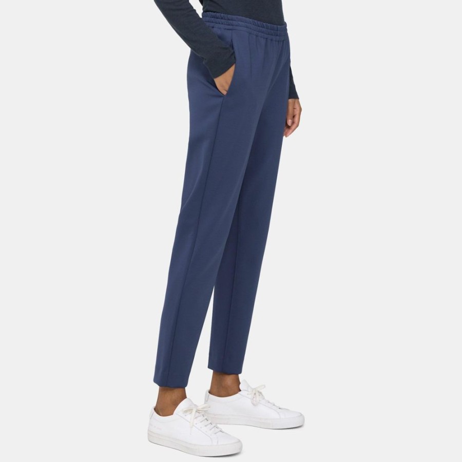 Women Theory Outlet | Tapered Pull-On Pant In Tech Knit Lake