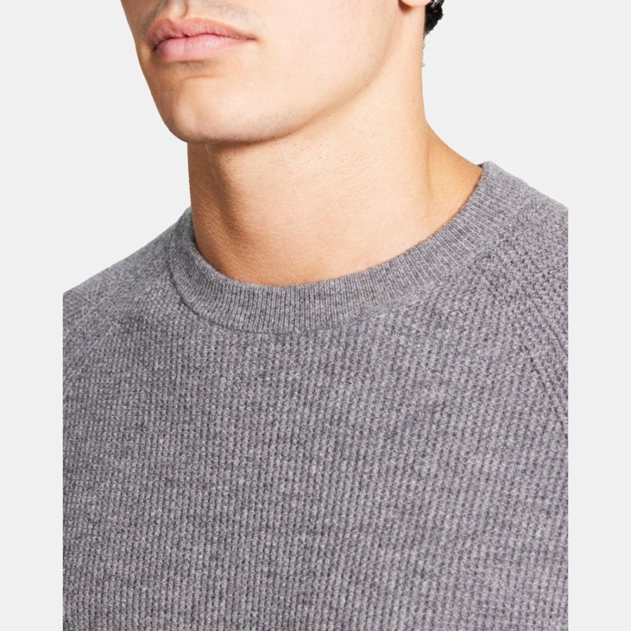 Men Theory Outlet | Crewneck Sweater In Wool-Cashmere Medium Grey Melange