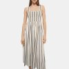 Women Theory Outlet | Sleeveless Dress In Striped Stretch Knit Multi