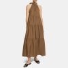 Women Theory Outlet | Tiered Halter Maxi Dress In Cotton Blend Fawn