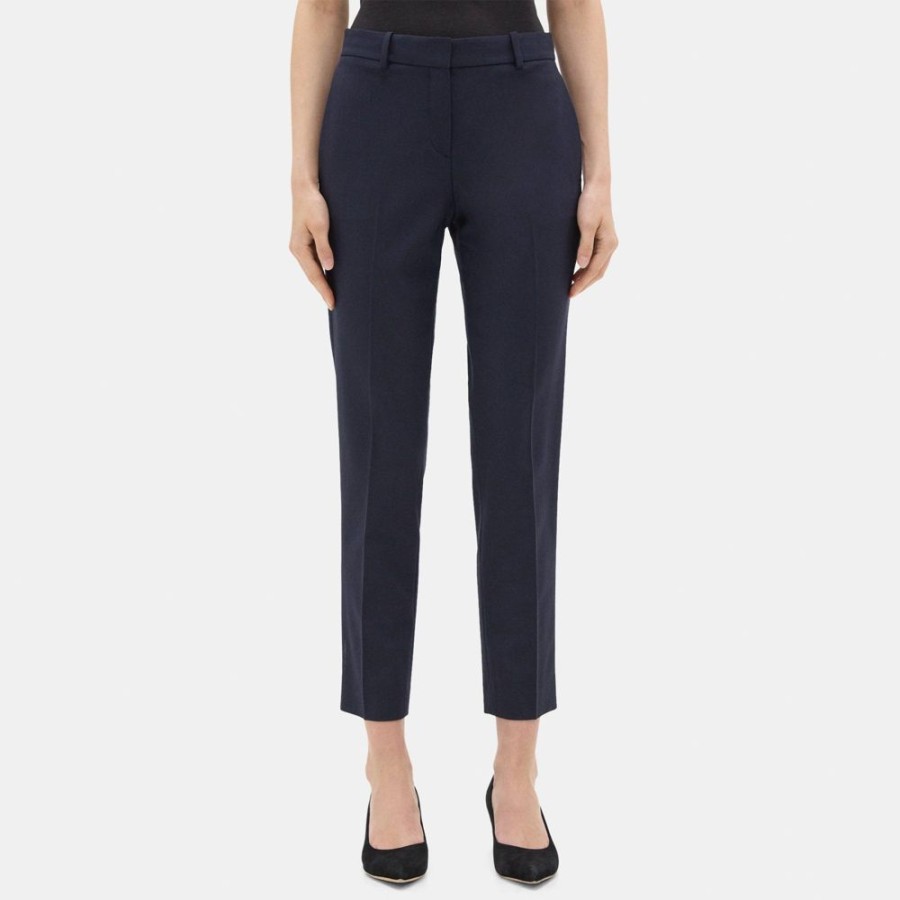 Women Theory Outlet | Classic Crop Pant In Sevona Stretch Wool Navy