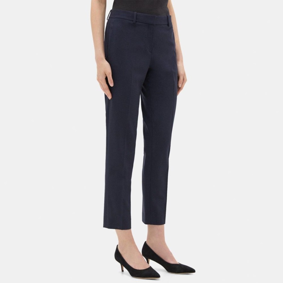 Women Theory Outlet | Classic Crop Pant In Sevona Stretch Wool Navy