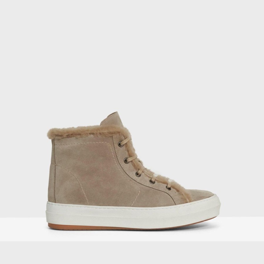 Women Theory Outlet | High Top Sneaker In Suede Dark Cement