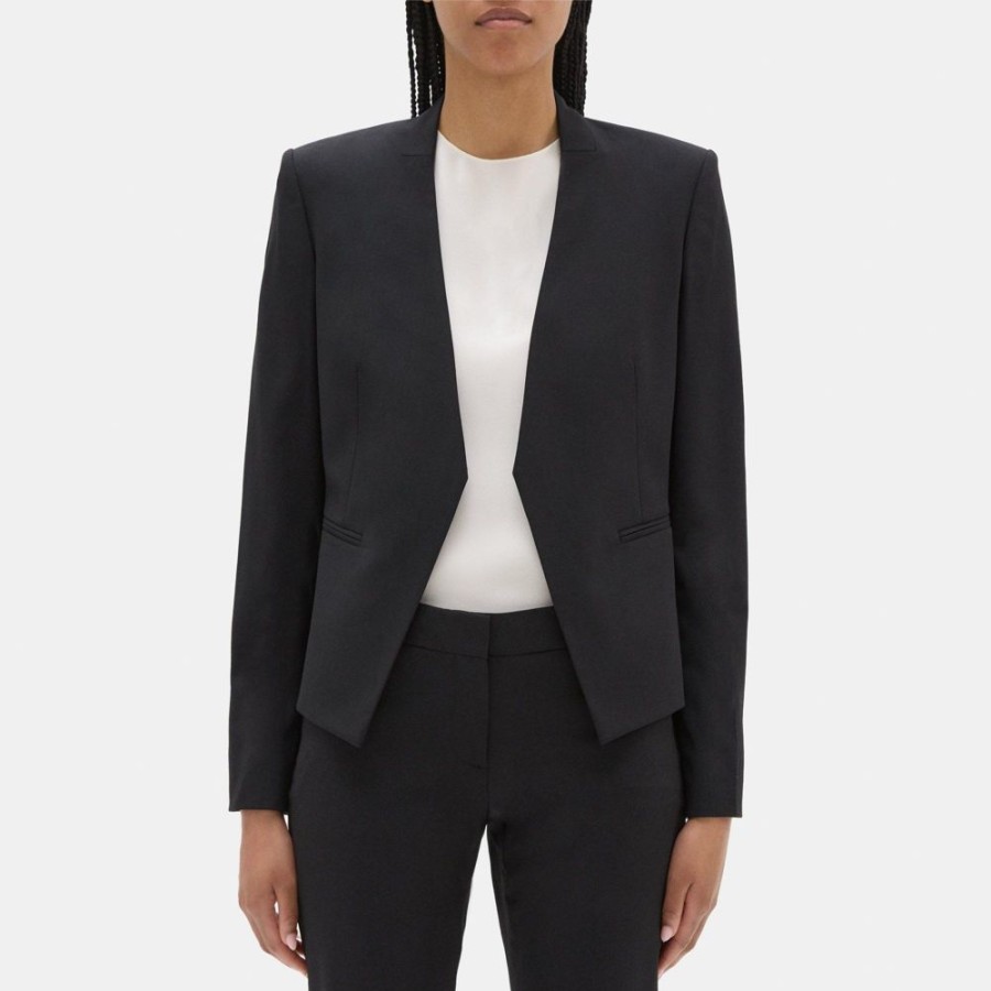 Women Theory Outlet | Open Blazer In Sevona Stretch Wool Black