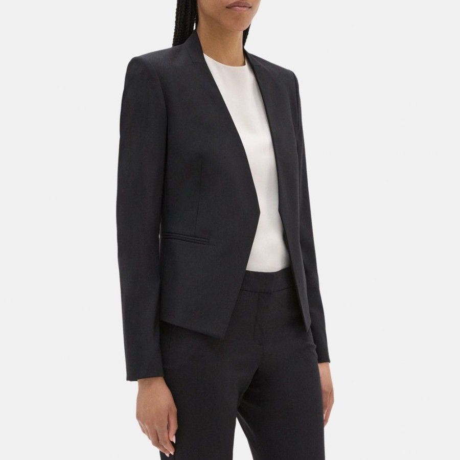 Women Theory Outlet | Open Blazer In Sevona Stretch Wool Black