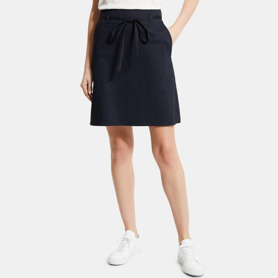 Women Theory Outlet | A-Line Skirt In Stretch Linen Concord