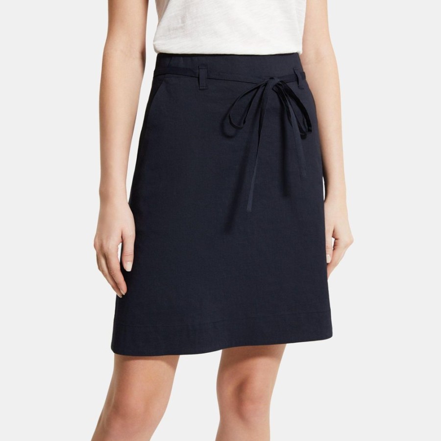 Women Theory Outlet | A-Line Skirt In Stretch Linen Concord