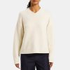 Women Theory Outlet | High V-Neck Sweater In Wool-Blend Ivory