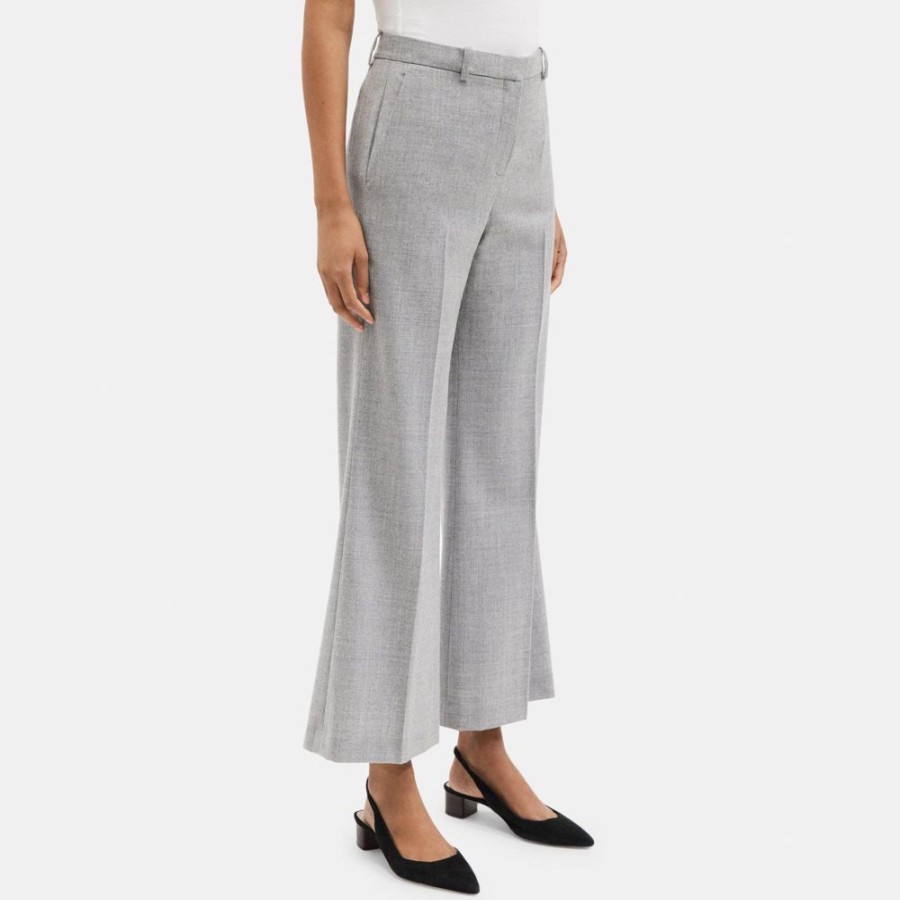 Women Theory Outlet | Wide-Leg Pant In Wool Flannel New Light Heather