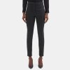 Women Theory Outlet | Slim Pant In Plaid Knit Ponte Black Multi