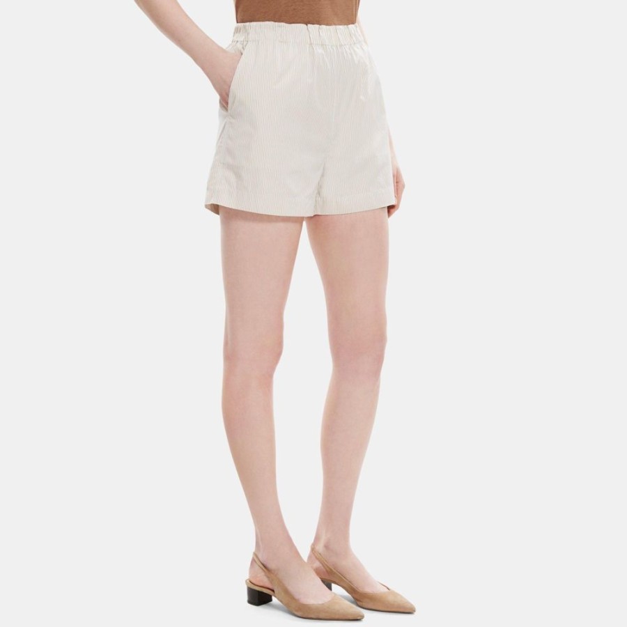 Women Theory Outlet | Pull-On Short In Cotton Sand Multi