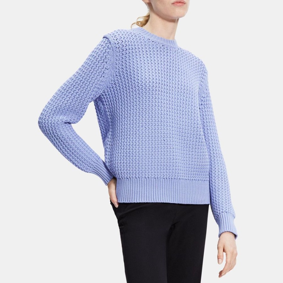 Women Theory Outlet | Crewneck Sweater In Cotton-Blend Regatta