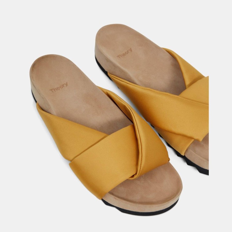 Women Theory Outlet | Folded Slide In Satin Amber