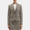 Women Theory Outlet | Shrunken Blazer In Checked Wool-Blend Ivory Multi