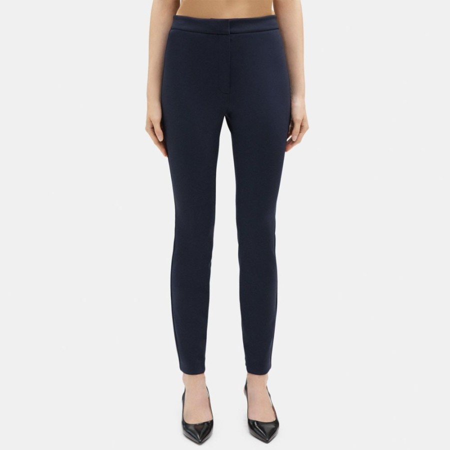 Women Theory Outlet | Slim Pant In Tech Knit Deep Navy