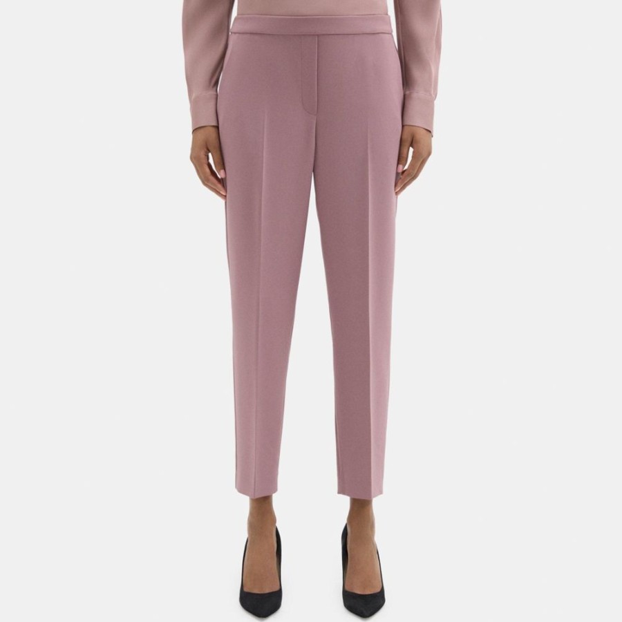 Women Theory Outlet | Cropped Slim Pull-On Pant In Crepe