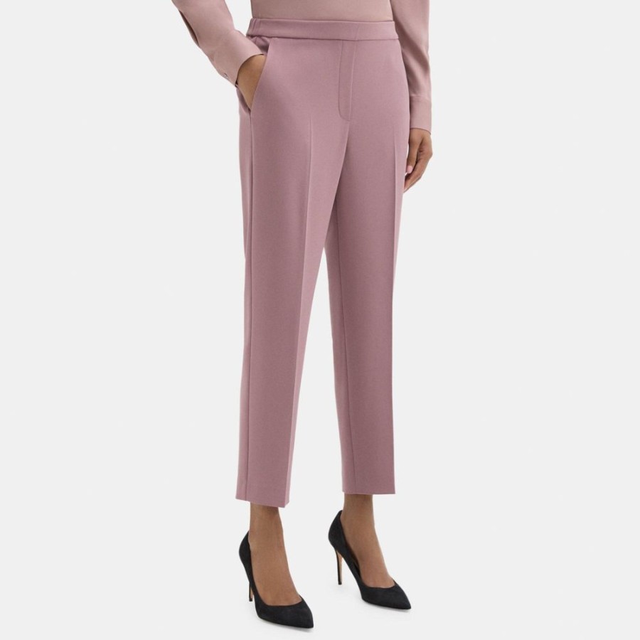 Women Theory Outlet | Cropped Slim Pull-On Pant In Crepe