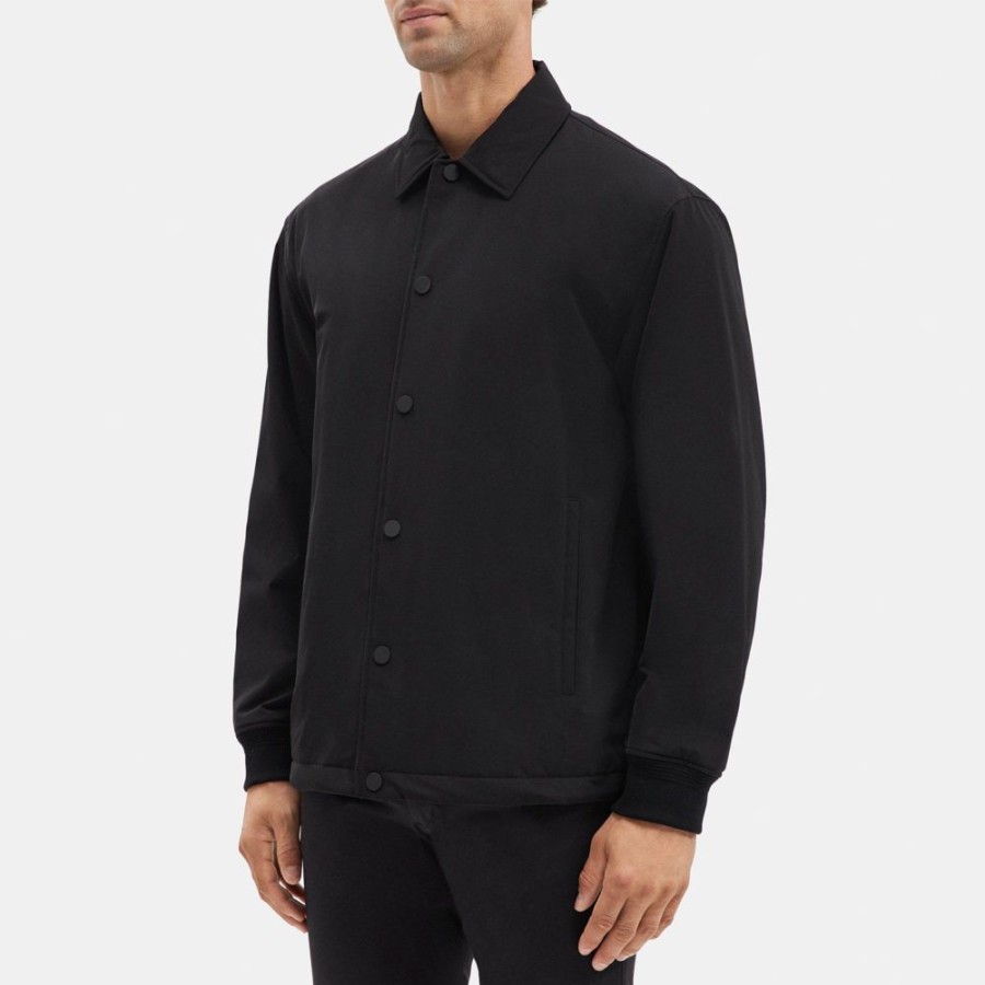 Men Theory Outlet | Coach Jacket In Tech Twill Black