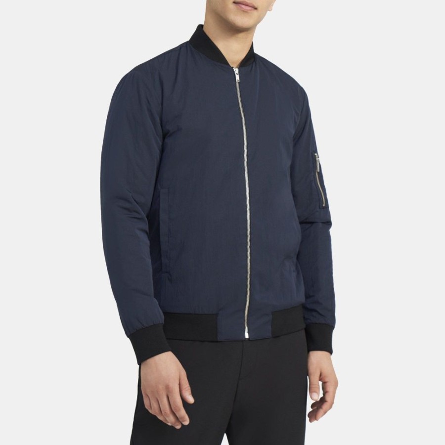 Men Theory Outlet | Bomber Jacket In Tech Poly Eclipse